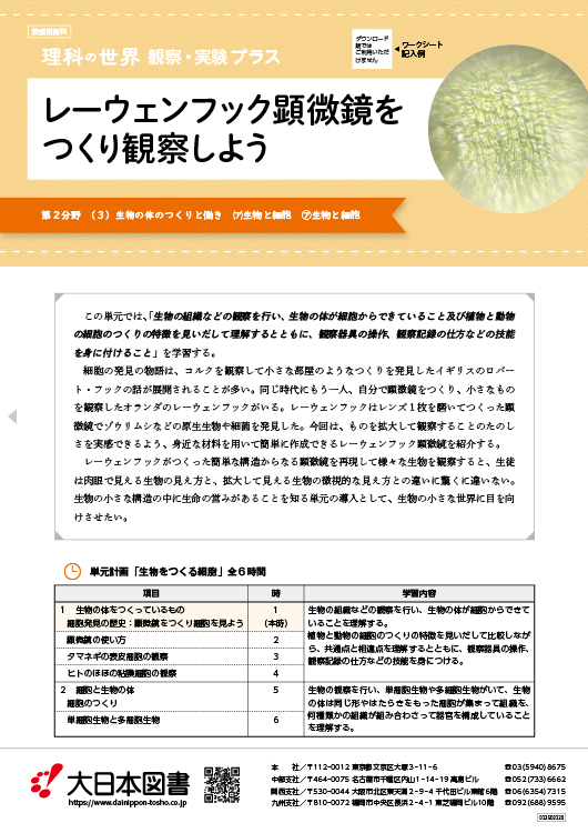 レーウェンフック顕微鏡をつくり観察しよう